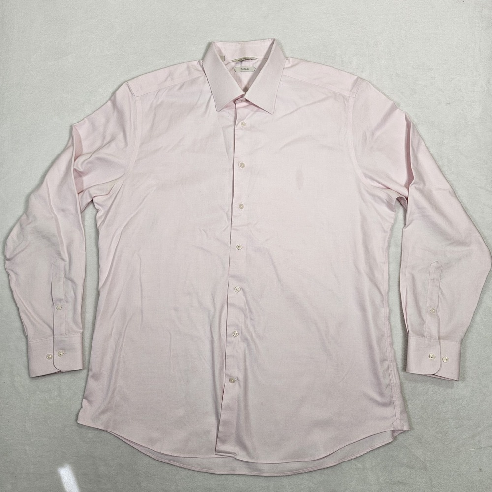Suitsupply Traveller Men's Dress‎ Shirt 17 1/4 45L Pink White Striped Slim Fit